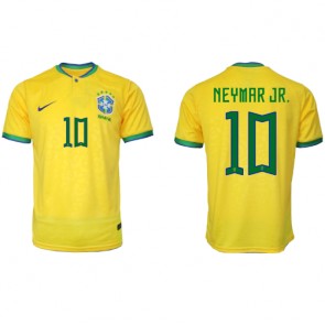 Brasilien Neymar Jr #10 Replika Hjemmebanetrøje VM 2022 Kortærmet